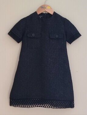 Vintage Bébé Françoise Black Floral Jacquard Lace Dress Girls 110 (4–5Y)